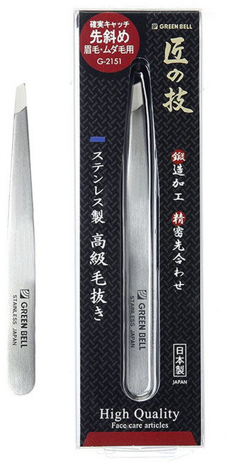 GREEN BELL 綠鐘 TakumiNoWaza 匠之技 不鏽鋼高級斜口鑷子, 1個, 銀色