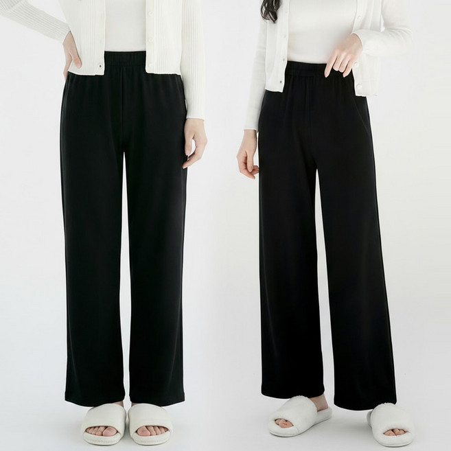 (1+1) 더클로 여성 와이드 베이직 밴딩팬츠 트레이닝 라운지웨어 2장