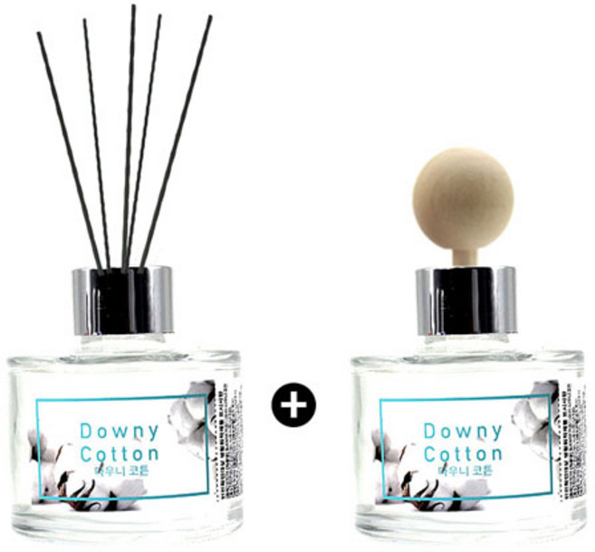 올리비엔 허브타임 대용량디퓨저방향제120ml+120ml_다우니코튼 차량n실내용 겸용 더블에디션 디퓨저