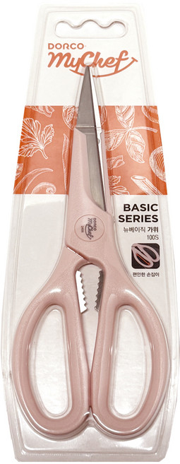 도루코 마이셰프 뉴베이직 가위 100S 주방가위 식가위 다용도가위 병따개기능 요리가위, 핑크, 1개