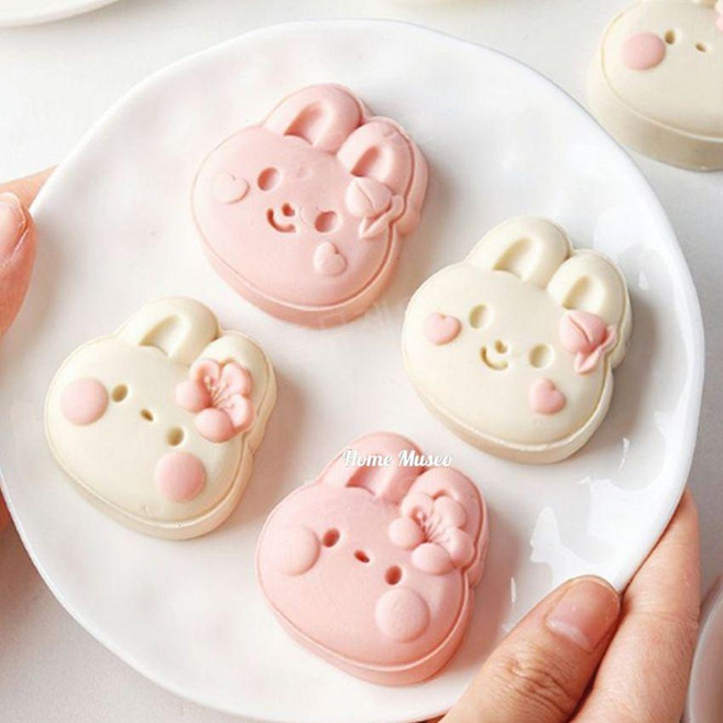 오색 아이스 달토끼 토끼 월병틀 떡틀 증편틀 바람떡 몰드 꽃속토끼 50g, 10 리본 토끼 50G, 1개