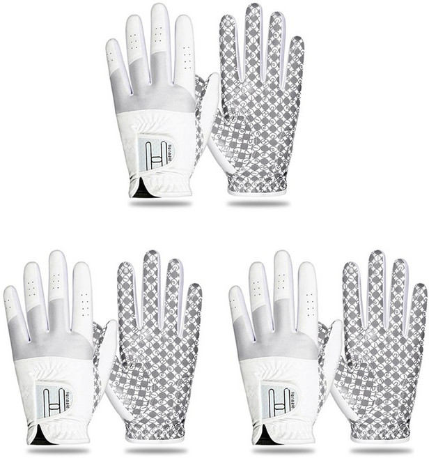 뉴핸즐 논슬립 KPGA 여성 합피 라이크라 양손 골프장갑 3장세트, 그레이, 3개