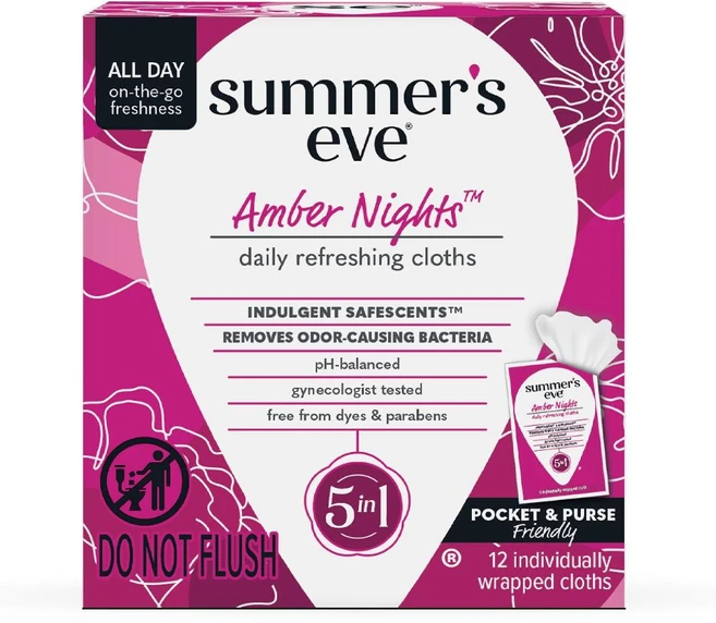 Summers Eve 서머즈이브 여성 청결 물티슈 붕산 함유 pH 밸런스 냄새 제거 휴대용 12개입 (미국산), 12개(1팩), 무향 - 쿠팡