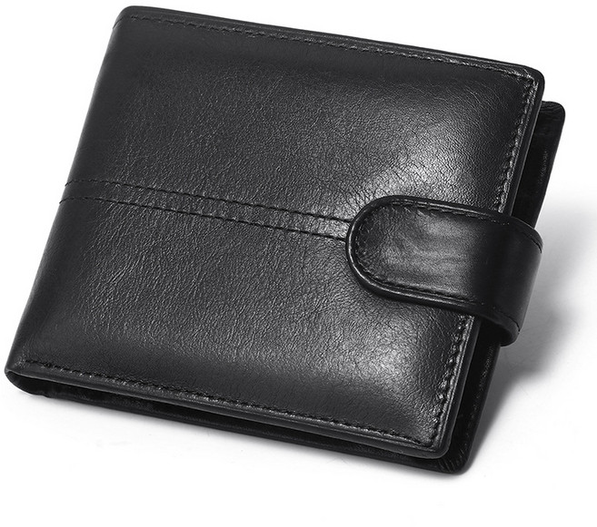 REZENZI블랙 남성 가죽 반지갑