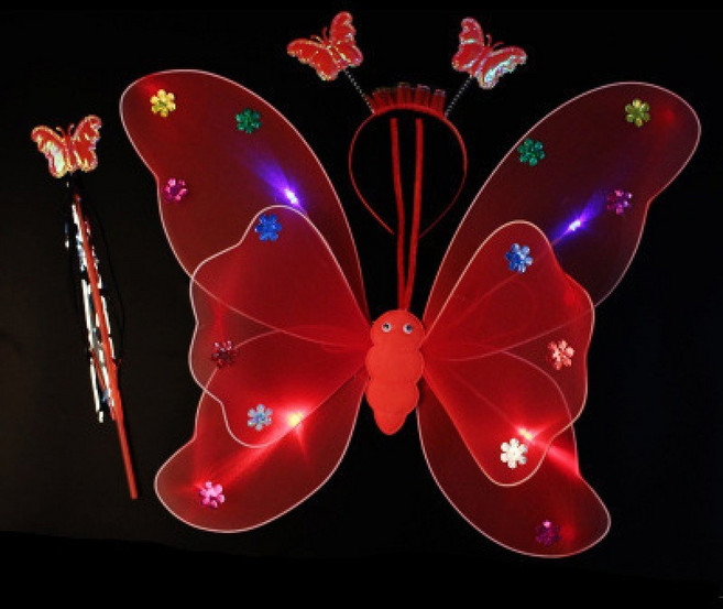 라이트 원 의상 튤 나비 스커트 파티 공주 할로윈 LED 생일 날개