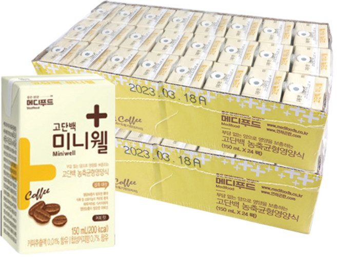 메디푸드 미니웰 커피맛 고단백 노인 환자 균형 영양식, 4kg, 48개, 미니웰 커피맛48팩, 150ml 48팩