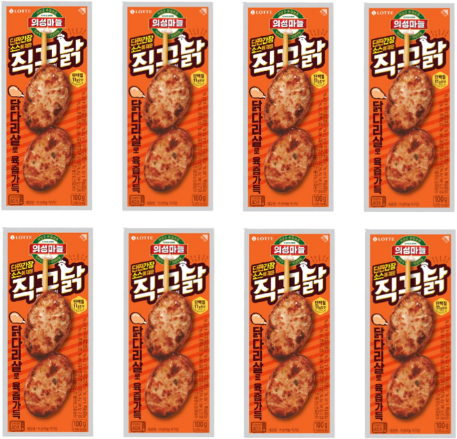 무료배송!! 롯데햄 의성마늘 직꾸닭 800g (100g x 8개입) 코스트코 술안주 캠핑요리, 1개