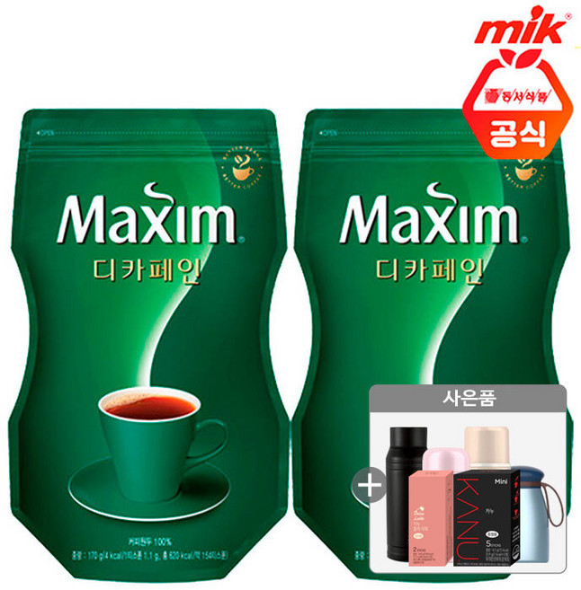 맥심 디카페인 리필 170g x 2개+사은품랜덤(id당1개), 1개입, 2개