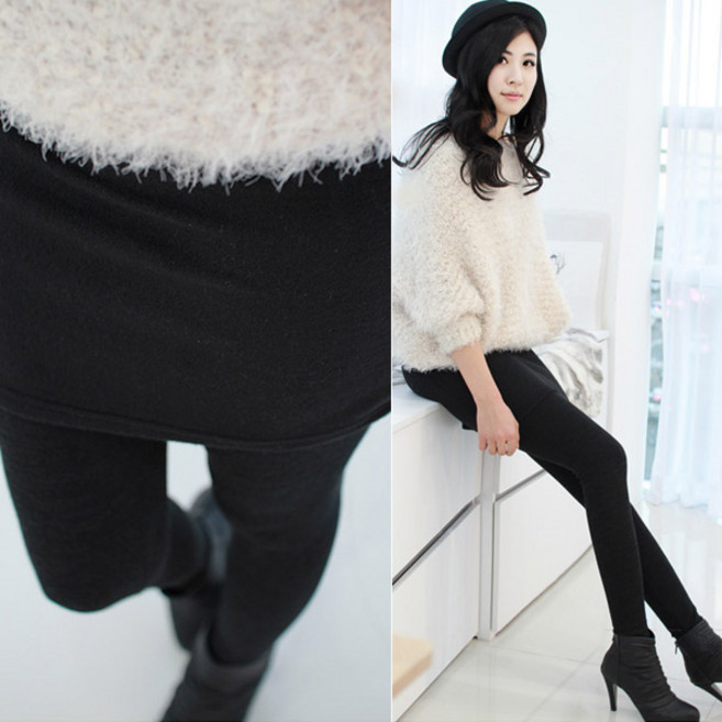 미소레깅스 에어로웜 기모4부 치마레깅스