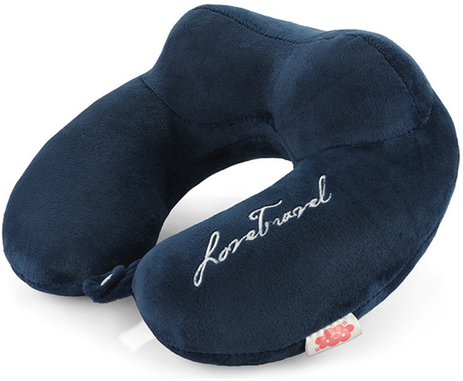u型枕旅行護頸枕頸椎飛機u形枕脖子汽車成人午睡學生女男記憶枕頭, 1件, 藏青平面