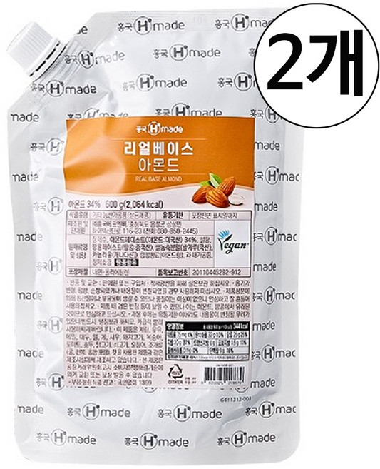흥국에프앤비 맘스 리얼베이스 아몬드 600g 2개세트, 2개