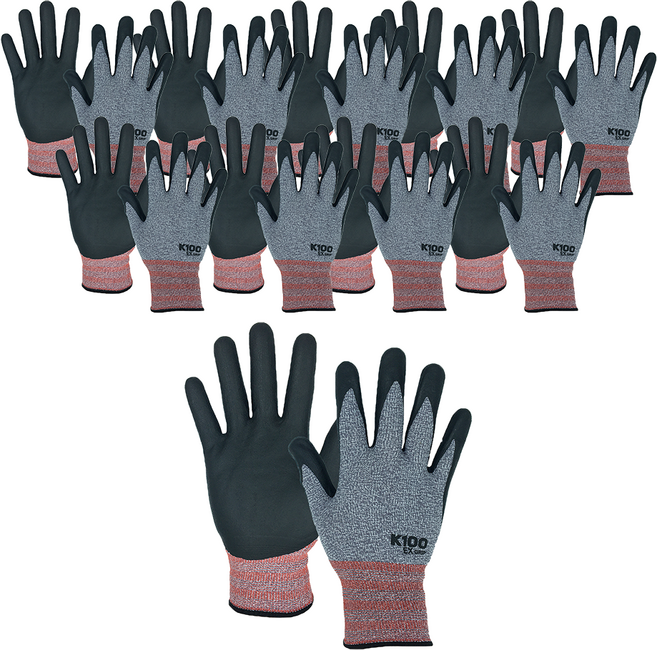 청우스코스 NBR폼 코팅장갑 K100 EX-GRIP (10개 1묶음), 멜란지그레이-라지(L), 1세트