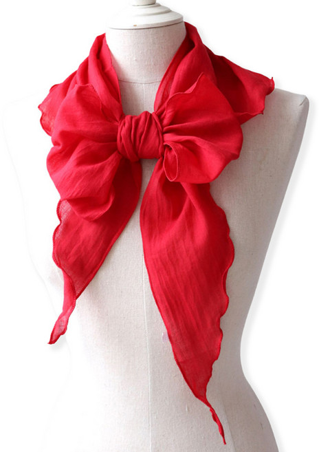 메리앤유 웨이브 디테일 면 소재 롱 삼각 스카프 국산