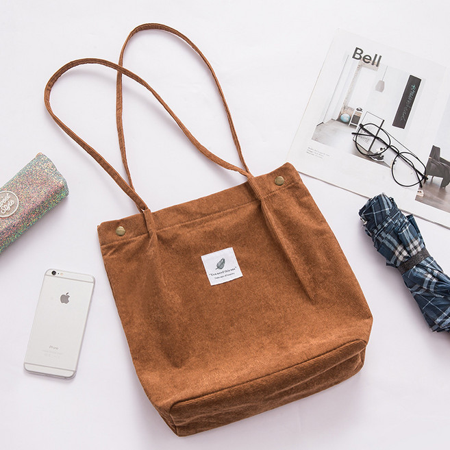 퍼스트픽 가볍게 들기 좋은 데일리 캔버스 토트백 코듀로이 에코백