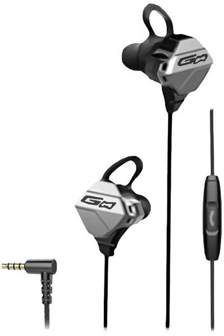 聆翔 HiFi級 電競有線耳機 監聽級 重低音 立體聲 高解析 兩動鐵 遊戲 入耳式 耳掛式 手遊耳麥 聆翔旗艦店, 金屬銀(弧形)