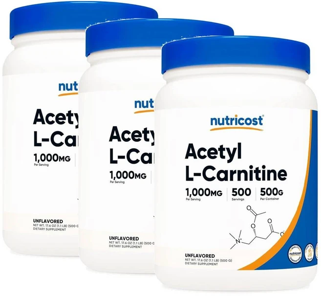 뉴트리코스트 아세틸 L-카르니틴 1000mg Nutricost Acetyl L-Carnitine, 500g, 3개 - 쿠팡