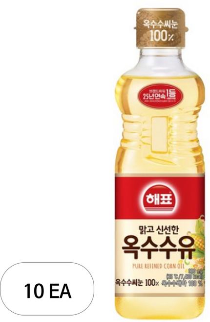 해표 옥수수유, 900ml, 10개