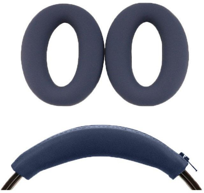 헤드폰호환용 헤드빔 이어패드 부드러운 이어커버용, 1개, 다크블루 헤드밴드 지퍼 2개 세트