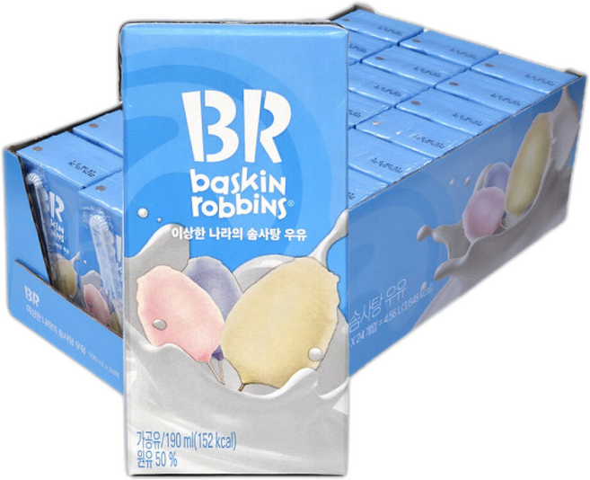 베스킨 이상한나라의 솜사탕 멸균우유 입, 24개, 190ml
