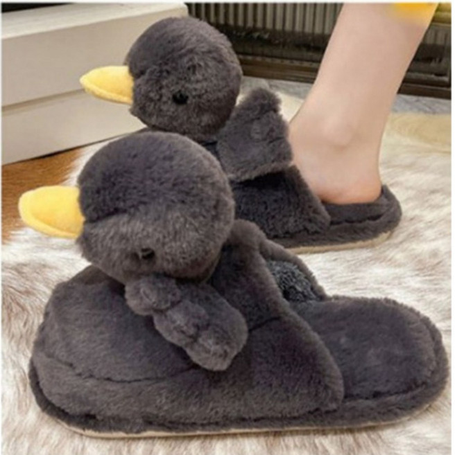 나성 오리슬리퍼 귀여운 털슬리퍼 동물 학생용 여성용 회사 실내용