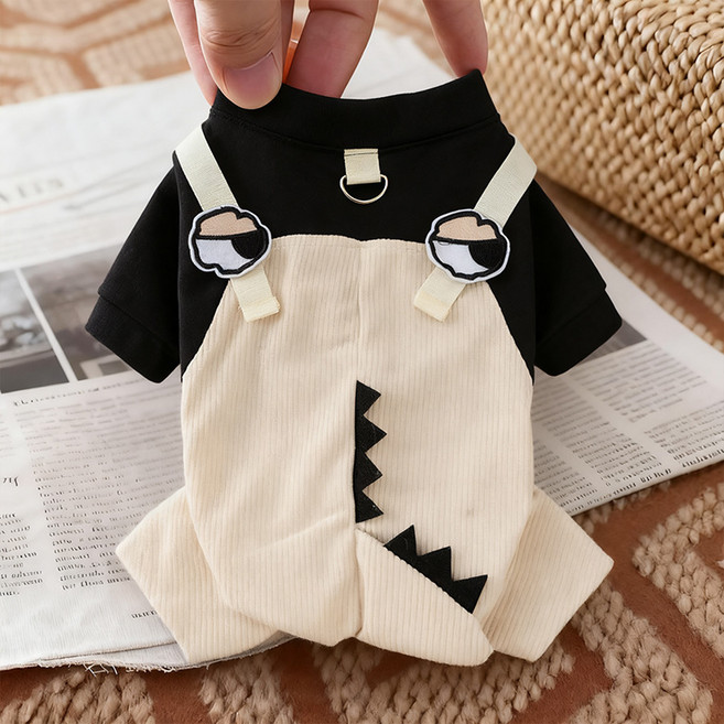 봄가을 공룡 디자인 네발복 - 소형견용, 1개, 블랙