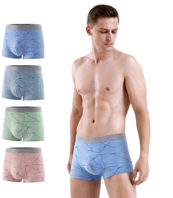 호밍사이 남성 팬티 4개 세트 통기성 항균 탄력 중 허리 빨라 마시는 흡습 남성 속옷 트 헴 스포츠 팬티 남자 트렁크팬티 4P