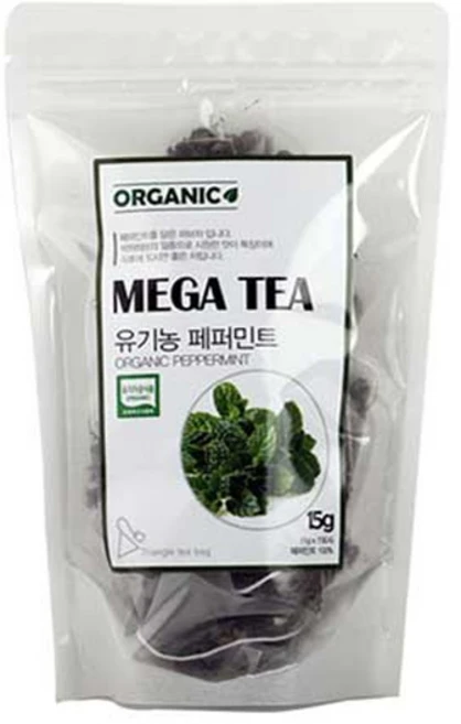 메가티 유기농 페퍼민트 삼각 15티백 5개세트, 5개, 15개입, 1g - 쿠팡