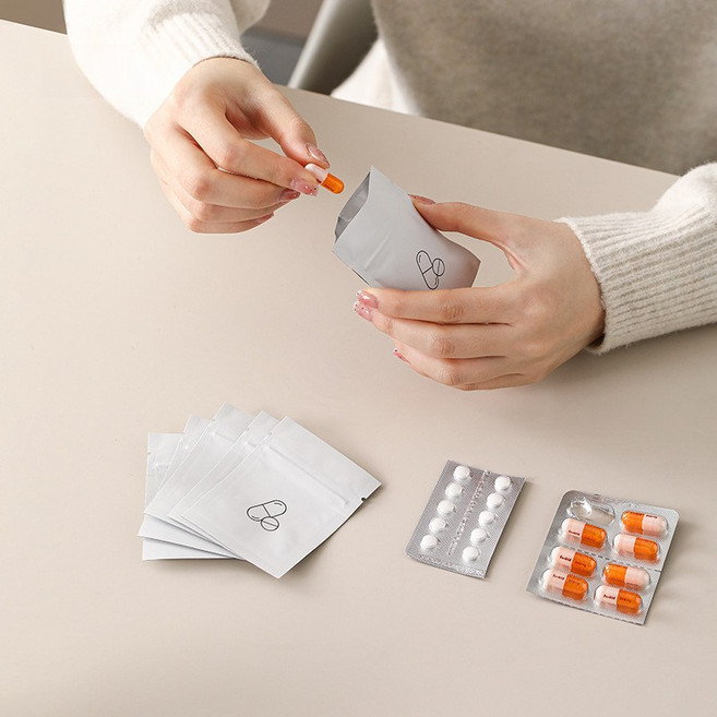 지퍼백 약봉투 소 알약 습기와 빛을 차단하다 주얼리 악세사리 수납 보관 외출 시 약물 휴대 필수, 흰색(30개)