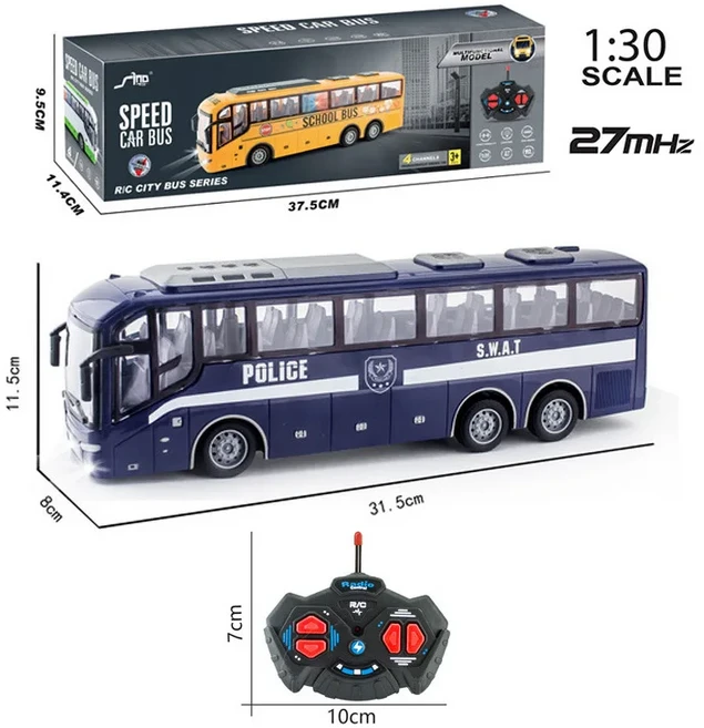 1:30 17Mhz RC카 여행 버스 전동 대형 무선 조종 트럭 (라이트 시뮬레이션 학교 도시 모델 남자아이 14세, 03 파란