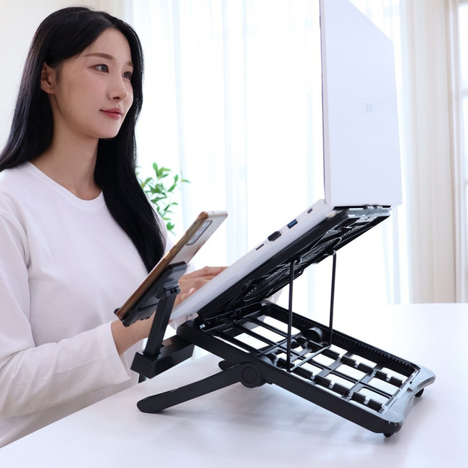 디르안 높이조절 노트북 거치대 받침대, 블랙