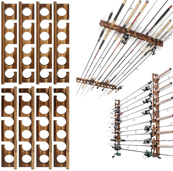 고스트혼 남성용 차고 보관 정리용 낚싯대 랙 벽 또는 천장 장착 홀더 최대 12개 보유, 8 simple 4 sets hold up 2