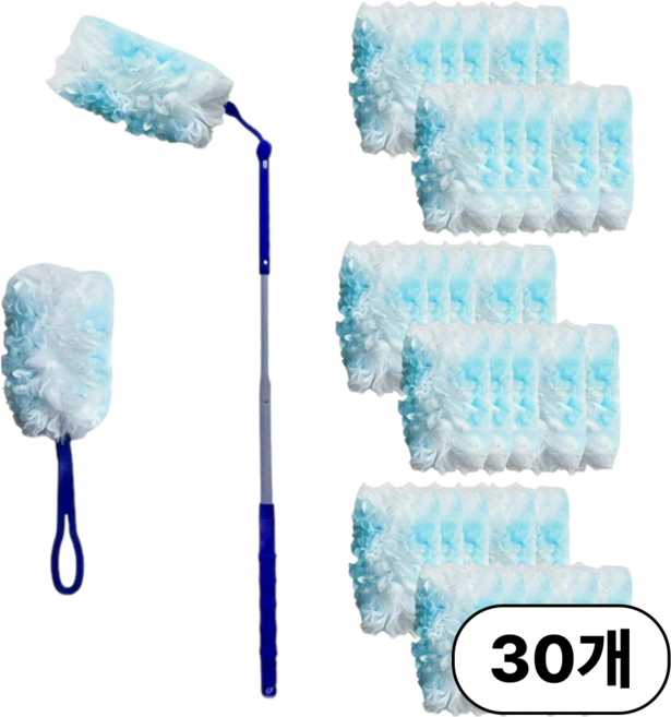 집으로프레시 흡착식 먼지털이 핸들 2종 리필 30개, 1세트, 화이트