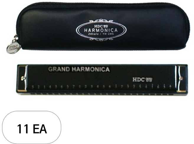 HDC영창 24홀 트레몰로 하모니카 YH-24G + 가죽케이스, 11개, 혼합 색상