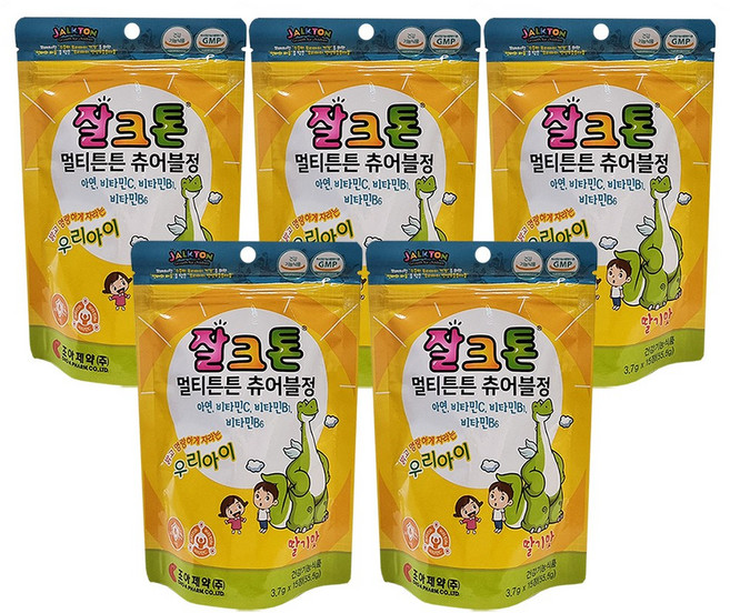 조아제약 잘크톤 멀티튼튼 츄어블정 딸기맛, 15정, 5개