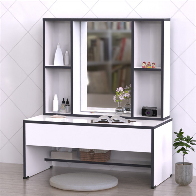 탑퍼니처 화장대 심플한 디자인 좌식 화장대 600_800, 블랙 엣지