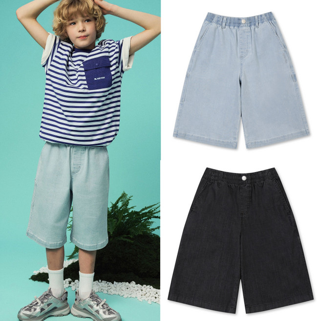 블랙야크키즈 아동용 시원함 건조기능 버뮤다 6부 카펜터 쿨맥스 데님팬츠 1BKHPMV909