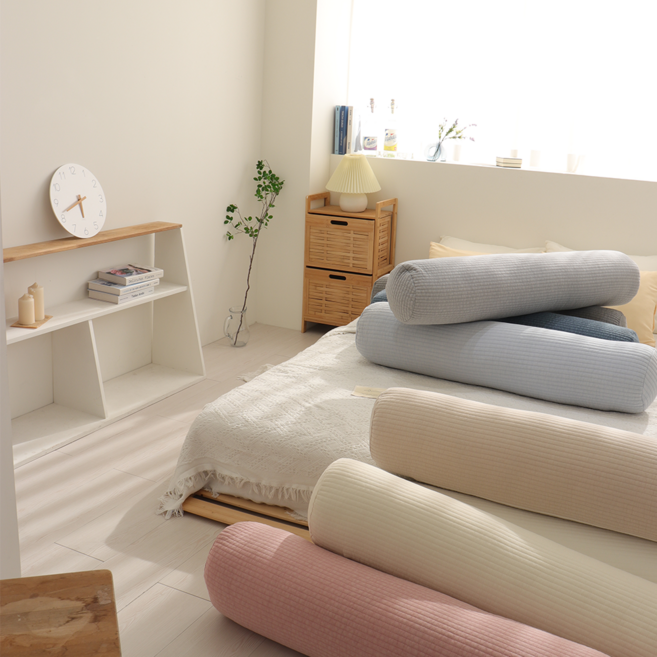 새솜 피그먼트 순면 누빔 바디필로우 롱쿠션, 원통형 커버(솜포함), 데비그레이