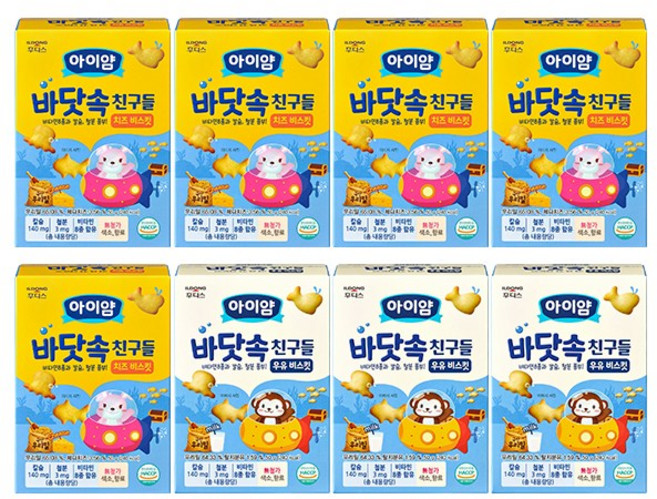 일동후디스 아이얌 바닷속 친구들 8개 혼합, 1세트, 50g, 치즈 비스킷5 + 우유 비스킷3