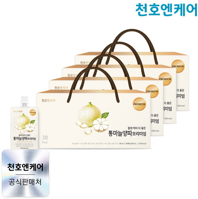 [천호엔케어]국산 통마늘양파진액 프리미엄 80mL 30개입/천호식품, 4박스, 2.4L