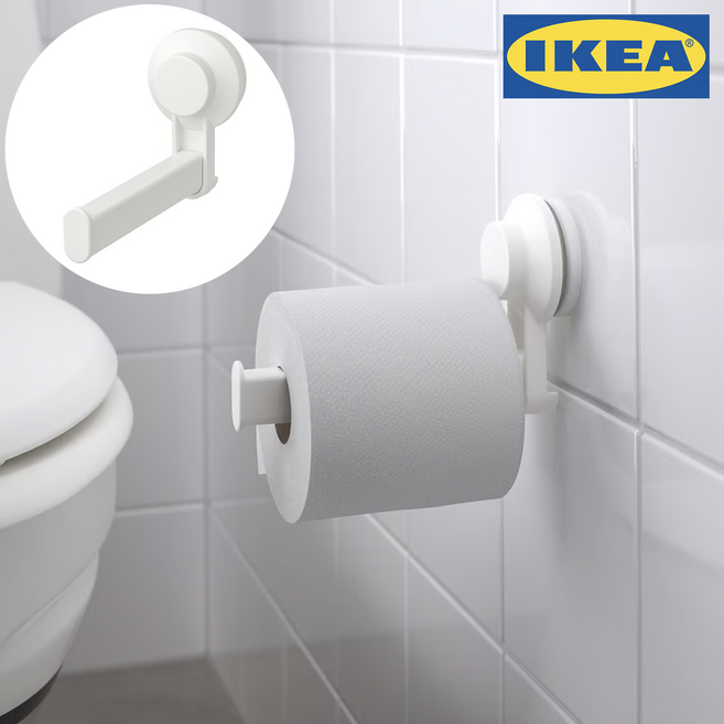 이케아 욕실 흡착식 휴지 걸이 15cm 티스켄, 화이트 15cm, 1개