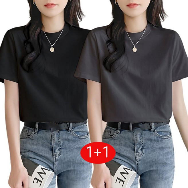 NEW 심플 디자인 면티 트렌디 캐쥬얼 루즈핏 빅사이즈 1+1