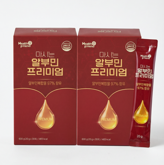 1+1 헬스프랜드 마시는 알부민 프리미엄 30포, 60개, 20g