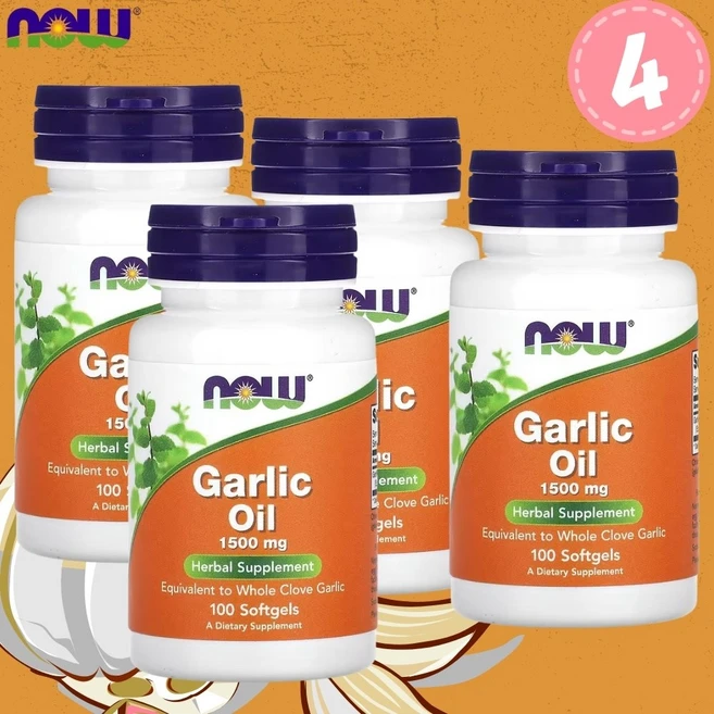 나우푸드 마늘 오일 갈릭 Garlic 1500mg 100정 4개 - 쿠팡