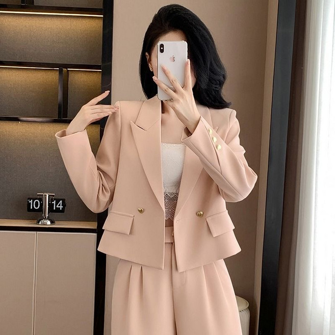 쩐쿠 여성 캐주얼 숏자켓 와이드 정장 투피스 K0191