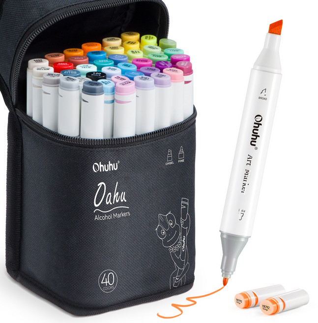 오후후 오아후 알코올 아트 트윈마카펜 2600, 40색, 1세트
