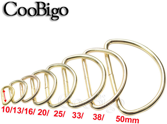 액세서리 가방 목걸이 링 20 개 걸쇠 하프 금속 버클 스트랩 고양이 DIY D-링 백팩 비 신발 D 용접 벨트, Gold