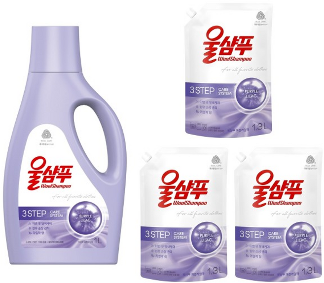 애경산업 울샴푸 퍼플 라일락 + 리필, 3개, 1L