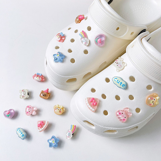 高顏值黑色系洞洞鞋鞋釦裝飾配件 黑白滿天星創意可拆卸鞋花飾品