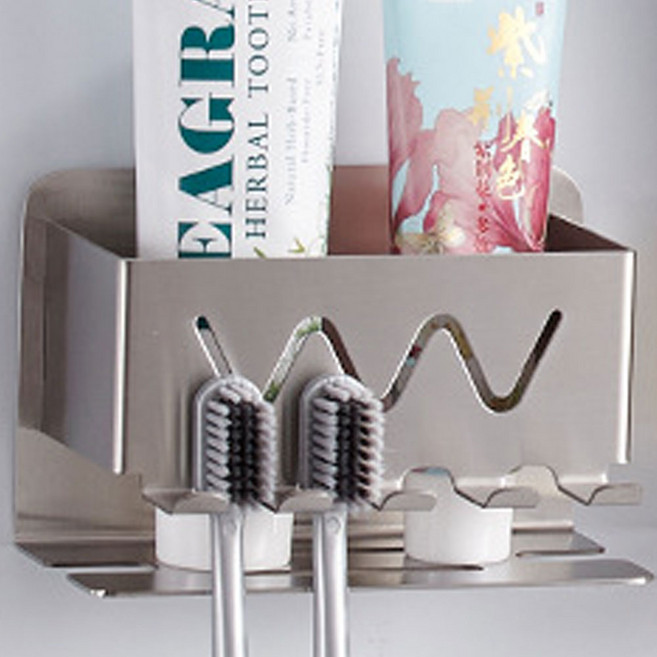 스마일레드 스텐칫솔걸이 무타공 치약 칫솔 거치대, 304스텐