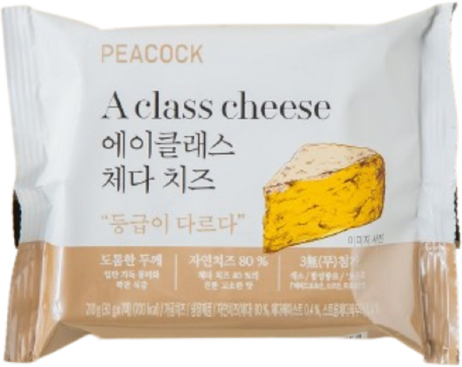 피코크 에이클래스 체다 슬라이스치즈, 210g, 3개